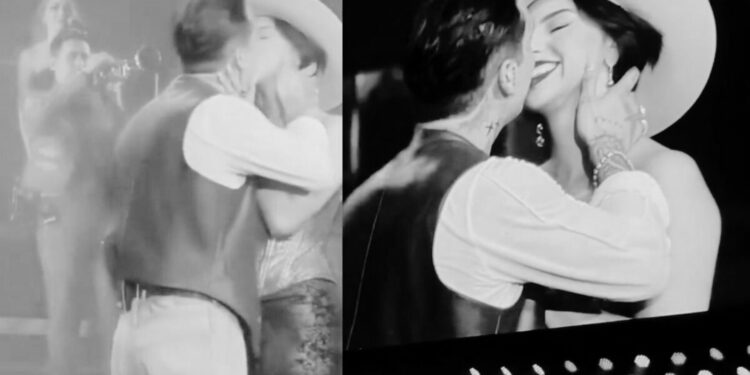 Ángela Aguilar y Christian Nodal se dan su primer beso en un concierto