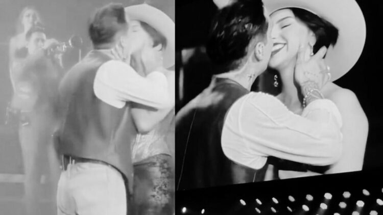 Ángela Aguilar y Christian Nodal se dan su primer beso en un concierto