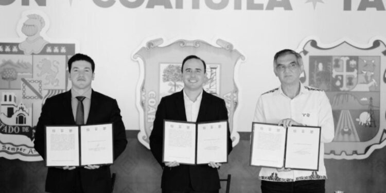 Firma Américo convenio de seguridad con gobernadores de Coahuila y Nuevo León