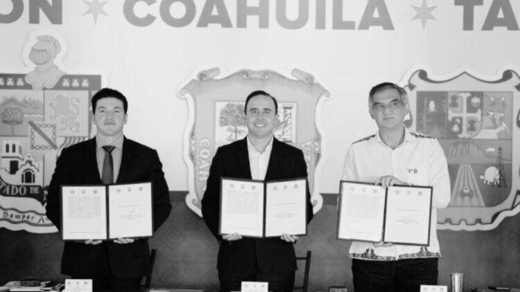 Firma Américo convenio de seguridad con gobernadores de Coahuila y Nuevo León