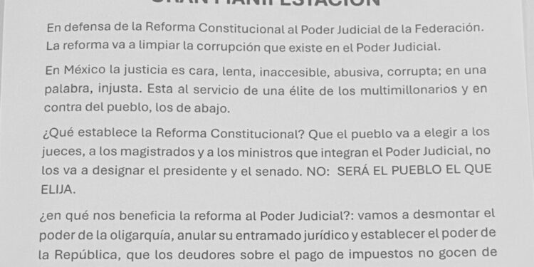 Marcharán en defenda de la Reforma Constitucional al Poder Judicial de la Federación.