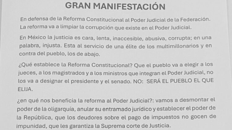 Marcharán en defenda de la Reforma Constitucional al Poder Judicial de la Federación.