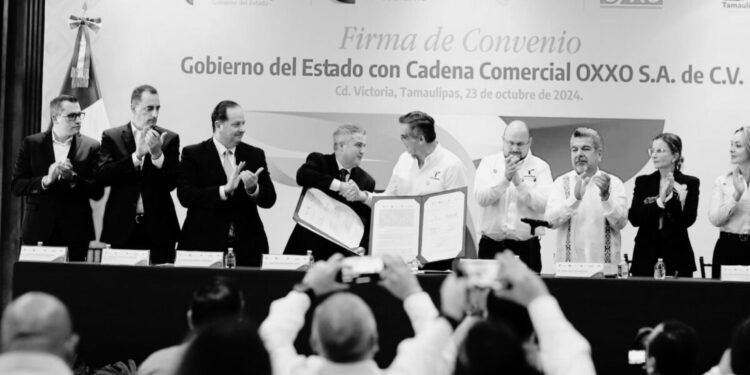 Firman convenio Gobierno de Tamaulipas y Oxxo para fortalecer seguridad