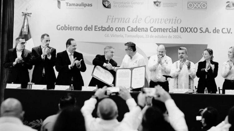 Firman convenio Gobierno de Tamaulipas y Oxxo para fortalecer seguridad