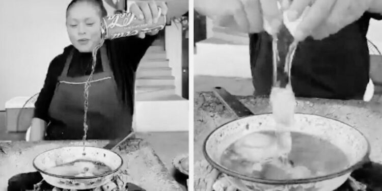 Vendedora se vuelve viral por su receta de huevos revueltos con Coca-Cola
