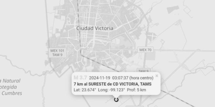 Se registra sismo de magnitud 3.7 en Cd. Victoria