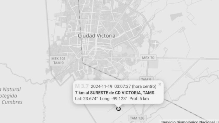 Se registra sismo de magnitud 3.7 en Cd. Victoria